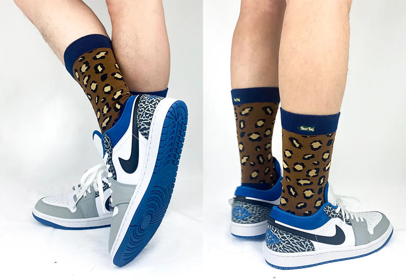 豹紋襪-藍 厚襪款(2種尺寸)